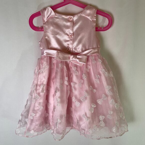 Youngland Girl's 3T Formal Dress Pink Layers Tulle Satin Sparkly Bow Pattern - Picture 2 of 8